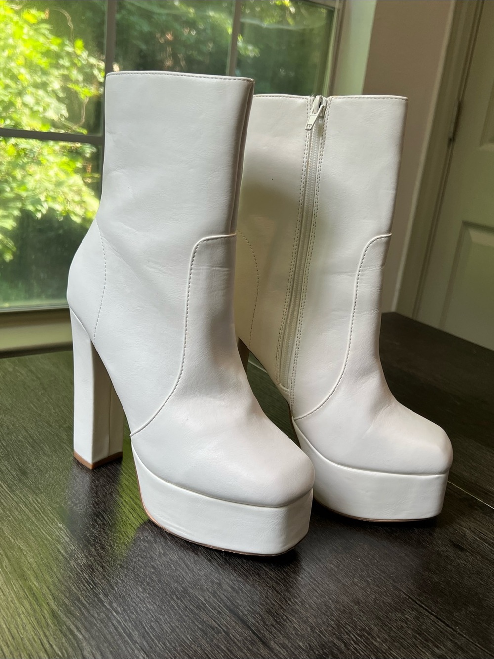 White Platform High-Heel Boots